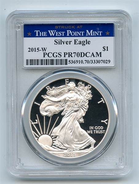 2015 W $1 American Proof Silver Eagle Dollar PCGS PR70DCAM West Point