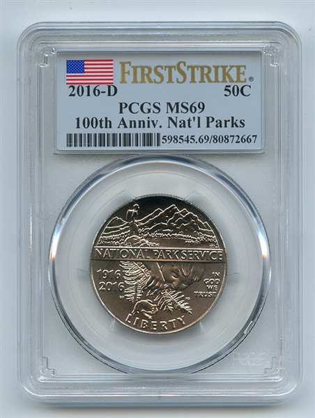 2016 D 50C 100th Anniversary National Parks Commemorative PCGS MS69 First Strike