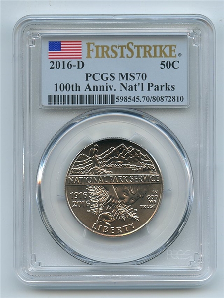 2016 D 50C 100th Anniversary National Parks Commemorative PCGS MS70 First Strike
