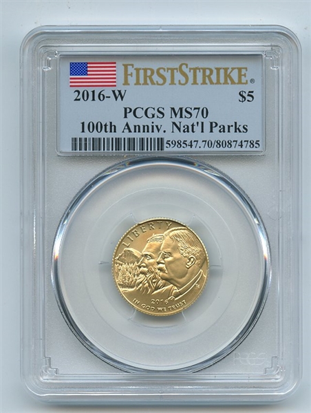2016 W $5 Gold 100th Anniversary Nat Parks Commemorative PCGS MS70 First Strike