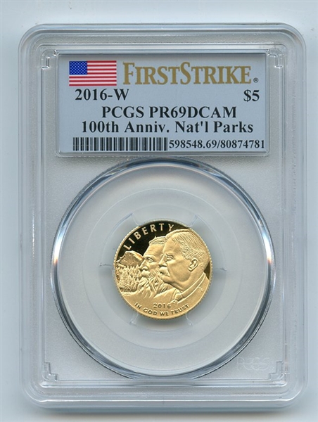 2016 W $5 Gold 100th Annivers Nat Parks Commemorative PCGS PR69DCAM First Strike