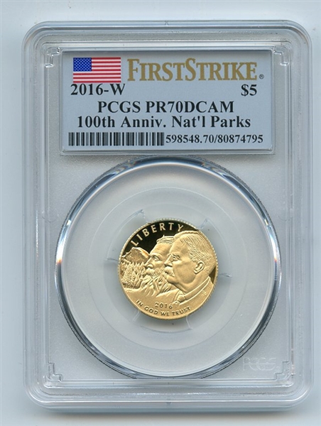 2016 W $5 Gold 100th Annivers Nat Parks Commemorative PCGS PR70DCAM First Strike