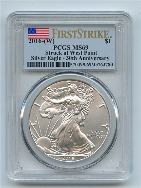2016 $1 (W) American Silver Eagle 1oz Dollar PCGS MS69 First Strike