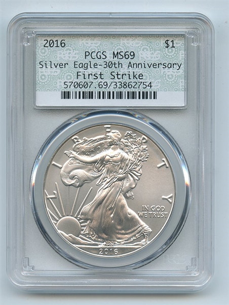2016 $1 American Silver Eagle 1oz Dollar PCGS MS69 First Strike Doily