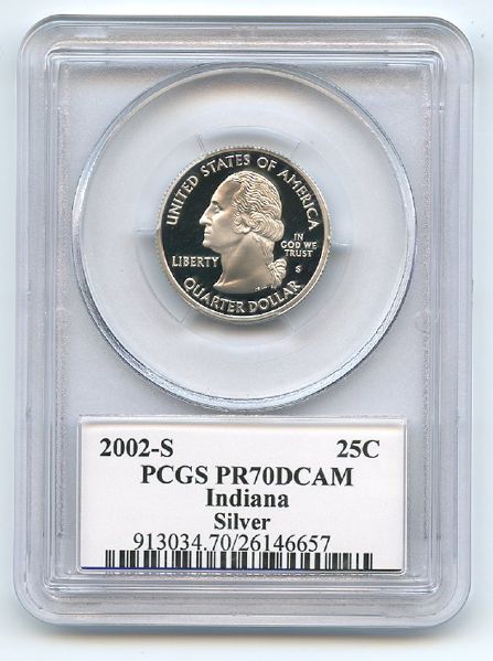 2002 S 25C Silver Indiana Quarter PCGS PR70DCAM
