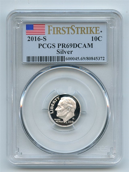 2016 S 10C Silver Roosevelt Dime PCGS PR69DCAM First Strike