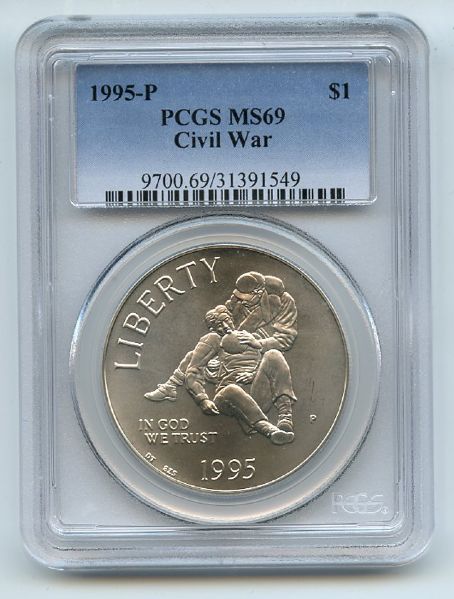 1995 P $1 Civil War Silver Commemorative Dollar PCGS MS69