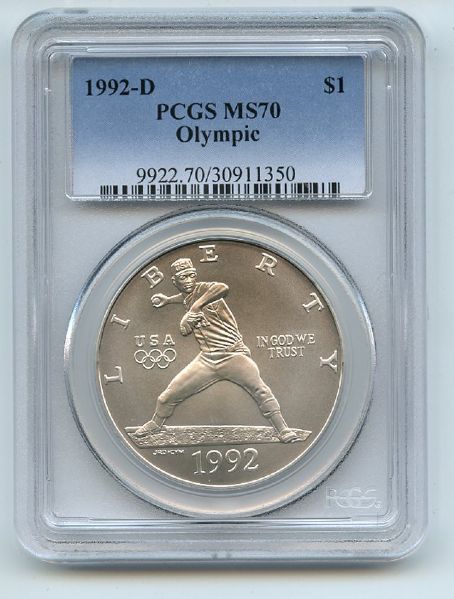 1992 D $1 Olympic Silver Commemorative Dollar PCGS MS70
