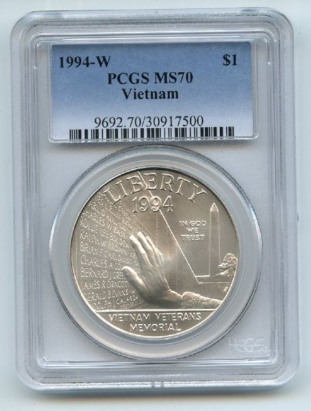 1994 W $1 Vietnam Silver Commemorative Dollar PCGS MS70