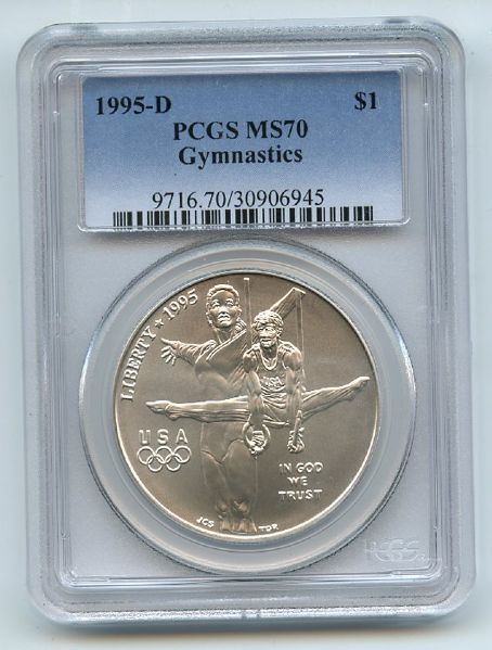 1995 D $1 Olympic Gymnist Silver Commemorative Dollar PCGS MS70