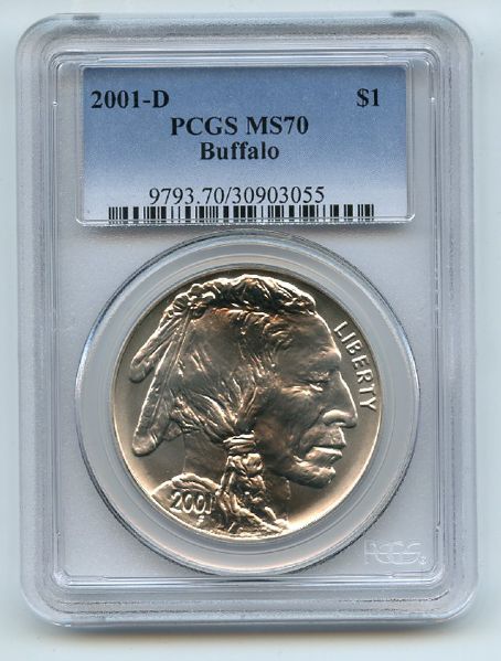 2001 D $1 Buffalo Silver Commemorative Dollar PCGS MS70