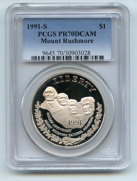 1991 S $1 Mount Rushmore Silver Commemorative Dollar PCGS PR70DCAM