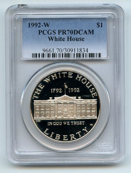 1992 W $1 White House Silver Commemorative Dollar PCGS PR70DCAM