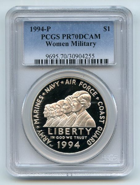 1994 P $1 Women in Military Silver Commemorative Dollar PCGS PR70DCAM