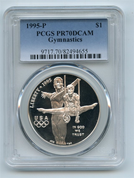 1995 P $1 Olympic Gymnist Silver Commemorative Dollar PCGS PR70DCAM