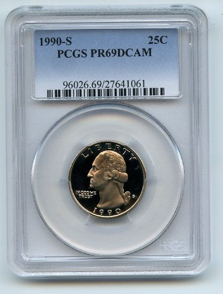1990 S 25C Washington Quarter Proof PCGS PR69DCAM