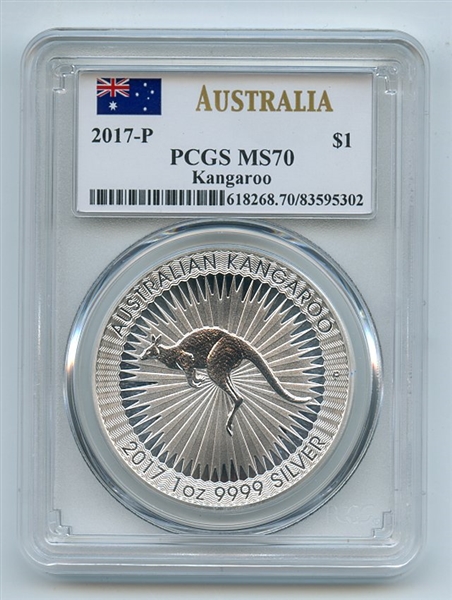 2017 P $1 Australian 1 oz Silver Kangaroo PCGS MS70