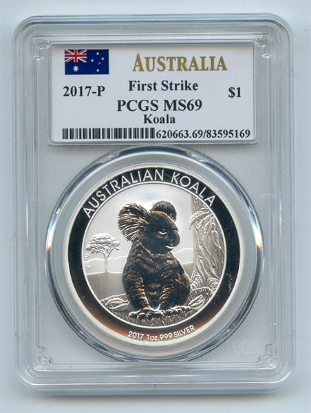 2017 P $1 Australian 1 oz Silver Koala PCGS MS69 First Strike