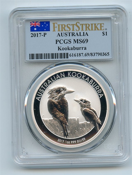 2017 P $1 Australian 1 oz Silver Kookaburra PCGS MS69 First Strike