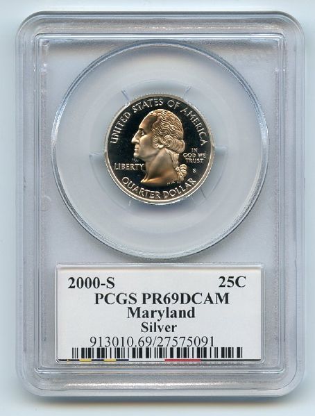 2000 S 25C Silver Maryland Quarter PCGS PR69DCAM