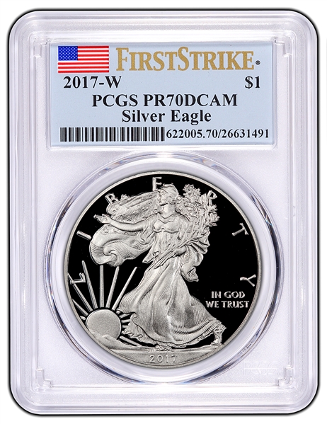 2017 W $1 Proof American Silver Eagle 1oz PCGS PR70DCAM First Strike