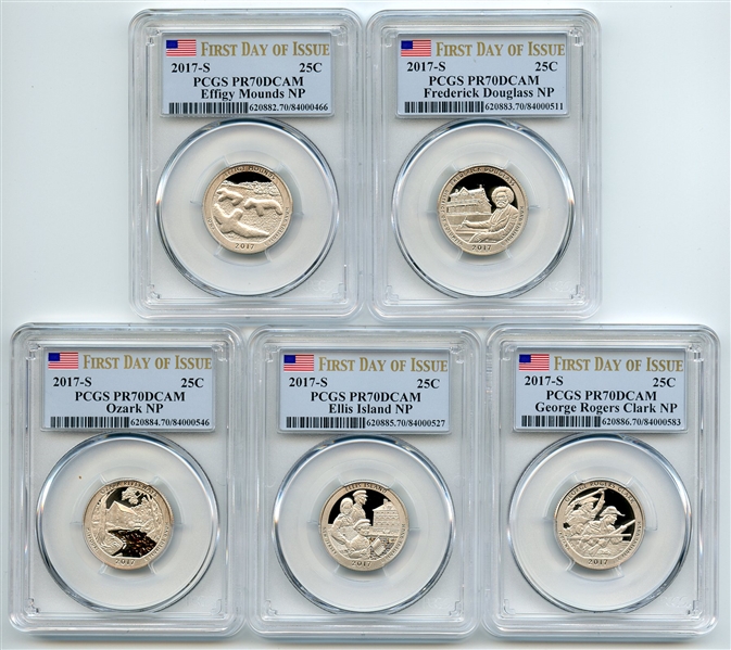 2017 S Clad National Parks Quarter Set PCGS PR70DCAM First Day of Issue