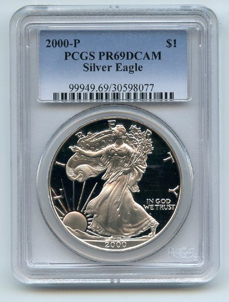 2000 P $1 Proof American Silver Eagle 1oz PCGS PR69DCAM