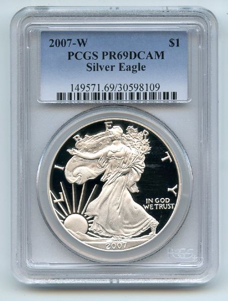 2007 W $1 Proof American Silver Eagle 1oz PCGS PR69DCAM