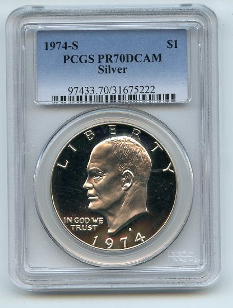 1974 S $1 Silver Ike Eisenhower Dollar Proof PCGS PR70DCAM