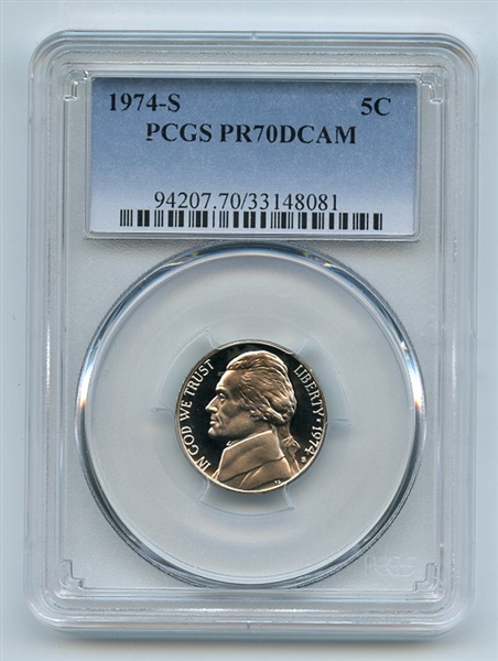 1974 S 5C Jefferson Nickel Proof PCGS PR70DCAM