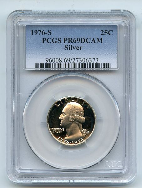 1976 S 25C Silver Washington Quarter Proof PCGS PR69DCAM