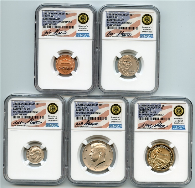 2017 S Enhanced Uncirculated Complete Set 10 coins NGC SP70 Miles Standish