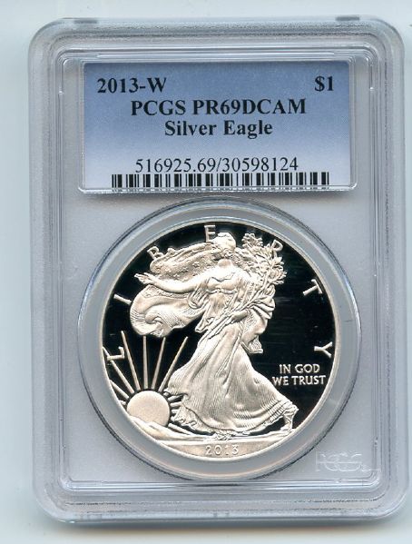 2013 W $1 Proof American Silver Eagle 1oz PCGS PR69DCAM