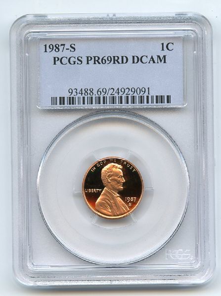 1987 S 1C Lincoln Cent Proof PCGS PR69DCAM