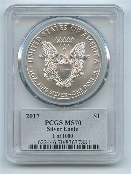 2017 $1 American 1oz Silver Eagle PCGS MS70 Thomas Cleveland Signed 1 of 1000