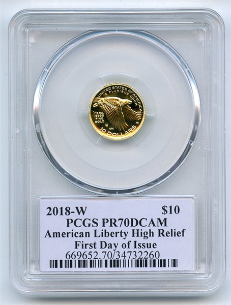 2018 W $10 American Liberty Gold 1/10 oz PCGS PR70DCAM FDOI Thomas Cleveland