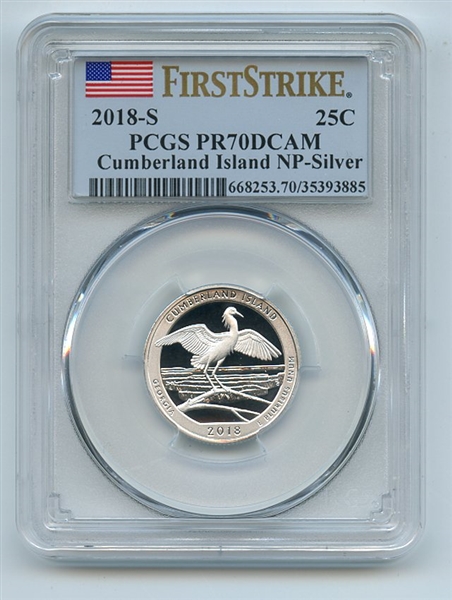 2018 S 25C Silver Cumberland Island Quarter PCGS PR70DCAM First Strike