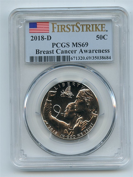2018 D 50C Breast Cancer Awareness Commemorative PCGS MS69 First Strike