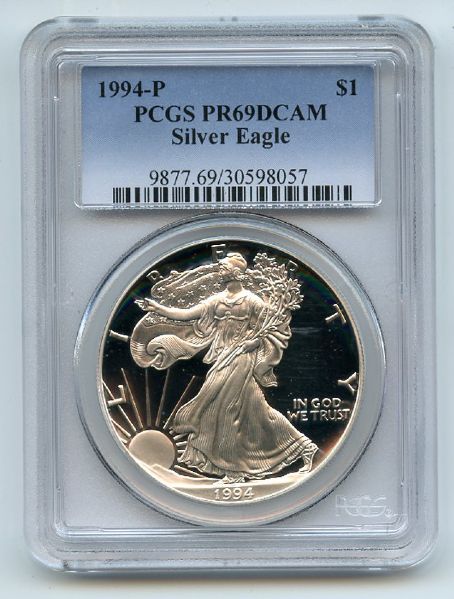 1994 P $1 Proof American Silver Eagle 1oz PCGS PR69DCAM