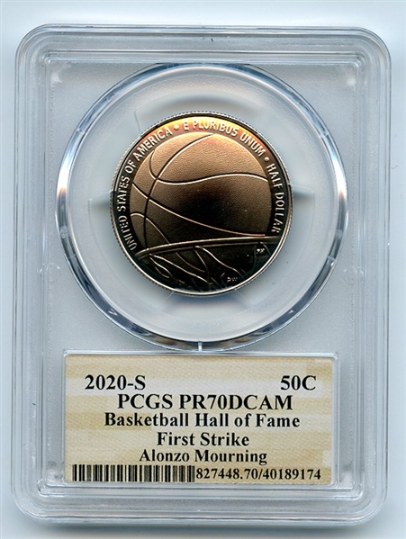 2020 S 50C Basketball Hall Fame Commemorative PCGS PR70DCAM FS Alonzo Mourning