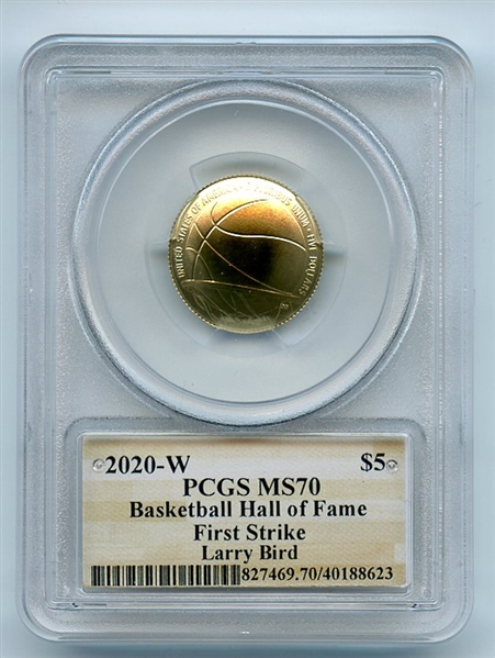 2020 W $5 Basketball Hall of Fame Gold Commemorative PCGS MS70 FS Larry Bird