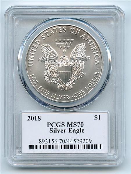 2018 $1 American Silver Eagle 1oz PCGS MS70 Leonard Buckley