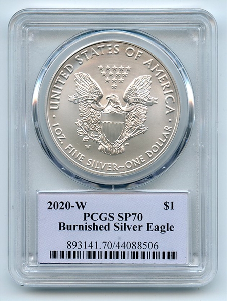 2020 W $1 Burnished American Silver Eagle PCGS SP70 Thomas Cleveland Native