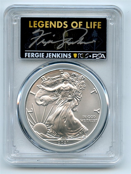 2021 $1 American Silver Eagle Typ 1 PCGS PSA MS70 Legends of Life Fergie Jenkins