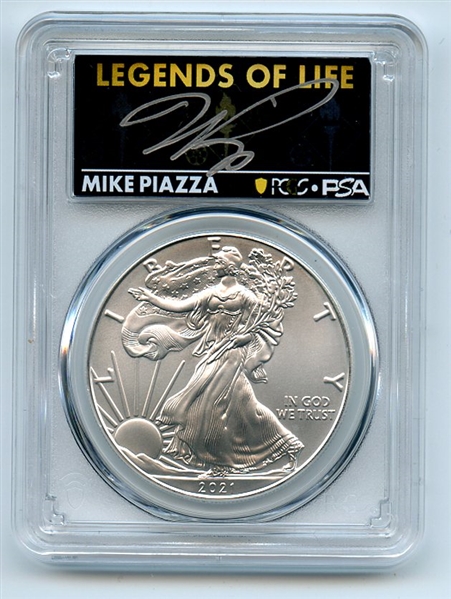 2021 $1 American Silver Eagle Type 1 PCGS PSA MS70 Legends of Life Mike Piazza