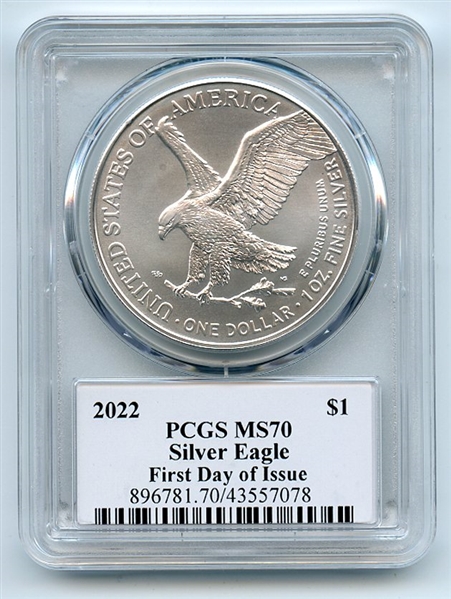 2022 $1 American Silver Eagle 1oz Dollar PCGS MS70 FDOI Thomas Cleveland Arrows