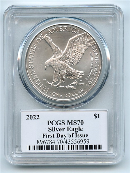 2022 $1 American Silver Eagle 1oz Dollar PCGS MS70 FDOI Leonard Buckley