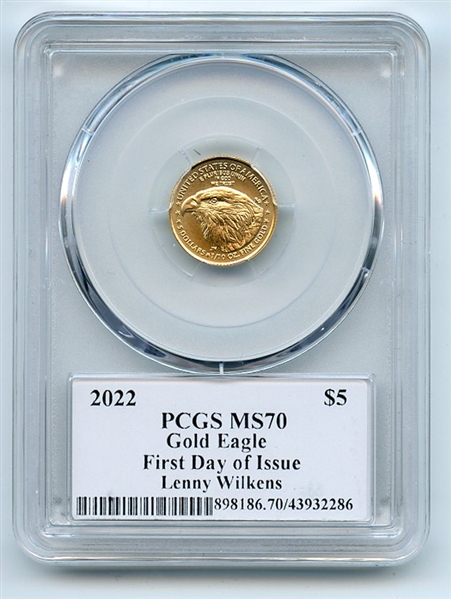2022 $5 American Gold Eagle 1/10 oz PCGS PSA MS70 Legends of Life Lenny Wilkens