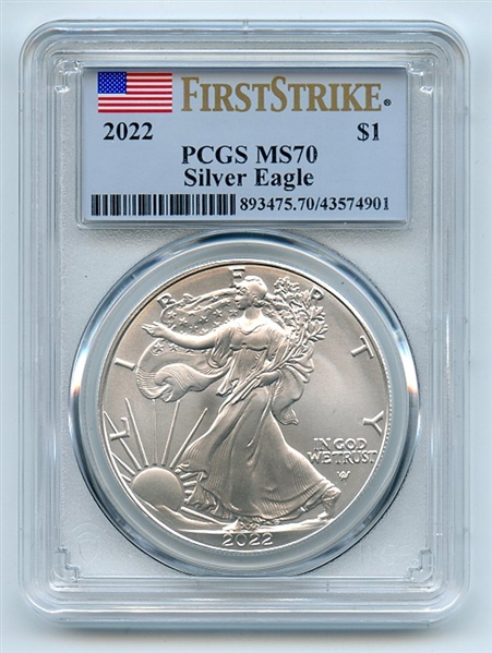 2022 $1 American Silver Eagle 1oz Dollar PCGS MS70 First Strike