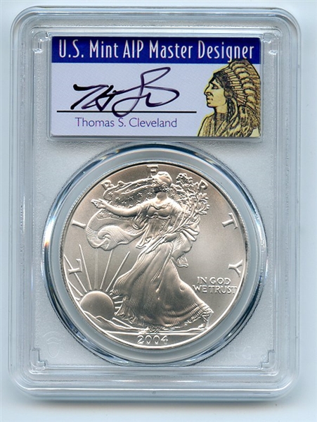 2004 $1 American Silver Eagle 1oz Dollar PCGS MS70 First Strike Cleveland Native